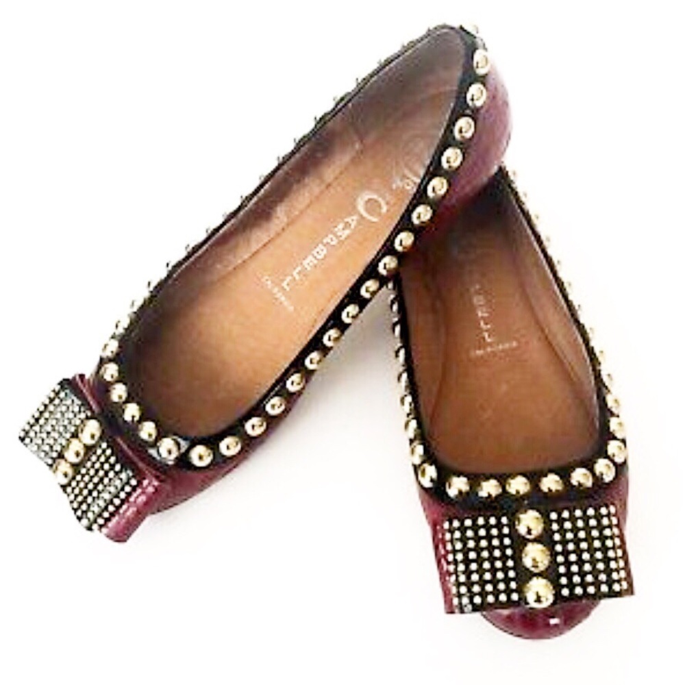 Jeffrey Campbell Dauphine Studded Red Bow Flats